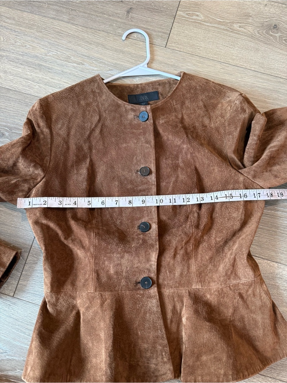 ZARA Flared Hem 100% Suede Leather Jacket in Whiskey Brown Size Small - Picture 11 of 14